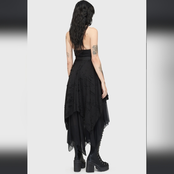 Killstar Black Asymmetrical Lace-Up Dress - Picture 4 of 5